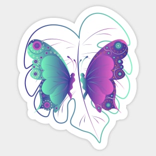 Butterflies and Monstera Cyberpunk Sticker